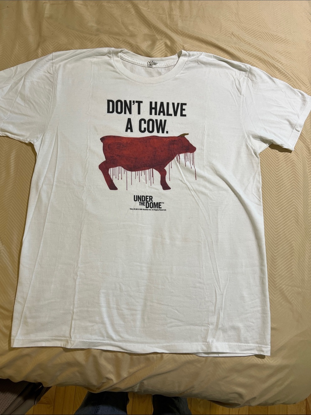 Alstyle White Tee with Red Cow Graphic